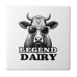 Legend Dairy Funny Farmer Cow Farmer Pun Graphic T Ceramic Tile