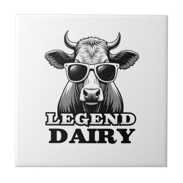 Legend Dairy Funny Farmer Cow Farmer Pun Graphic T Ceramic Tile (Front)