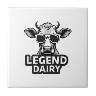 Legend Dairy Funny Farmer Cow Farmer Pun Graphic T Ceramic Tile