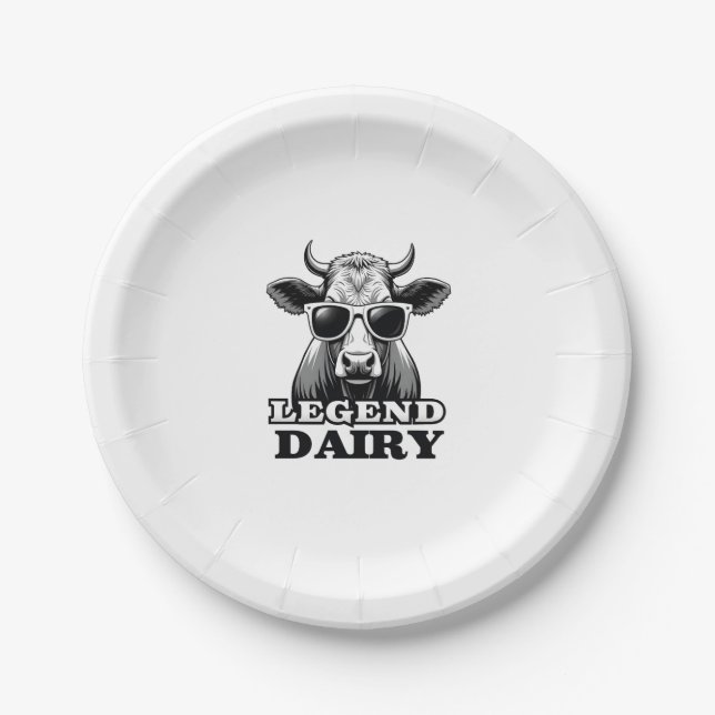 Legend Dairy Funny Farmer Cow Farmer Pun Graphic T Paper Plate (Front)