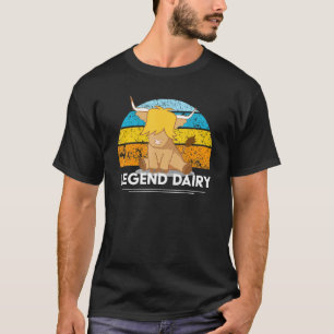 Legend Dairy Highland Cow Retro Vintage Sunset T-Shirt