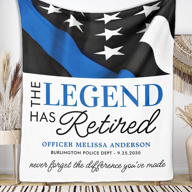 Legend Has Retired Blue Flag Police Retirement  Fleece Blanket (Creator Uploaded)