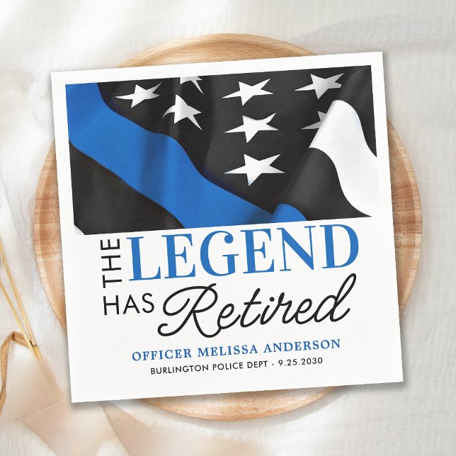 Legend Has Retired Blue Police Retirement Party  Napkin (Creator Uploaded)