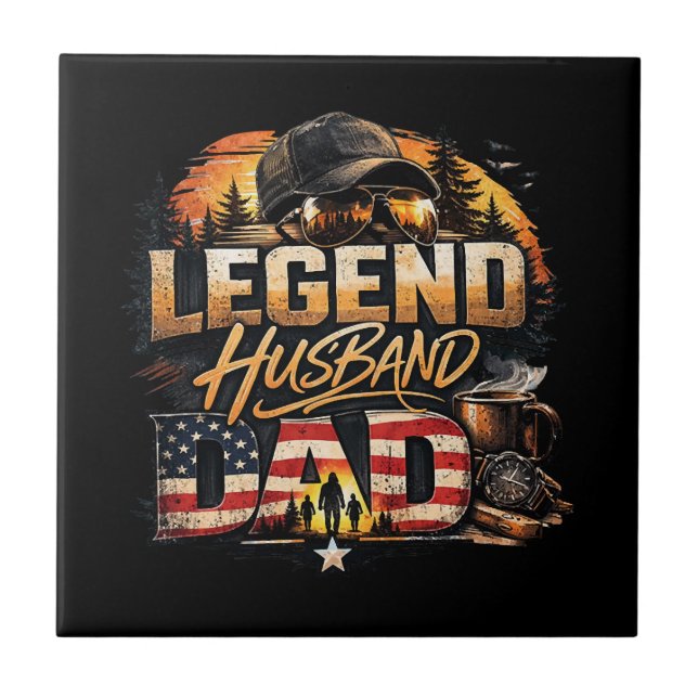 Legend Husband Dad Ceramic Tile (Front)