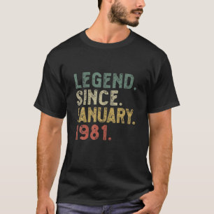Legend January 1981 41St Birthday Retro Mens 41 Ye T-Shirt