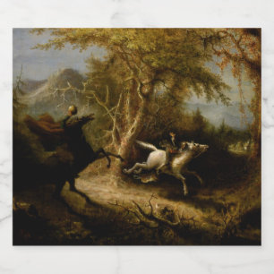 Legend of Headless Horseman Halloween Ghost Liquor Bottle Label