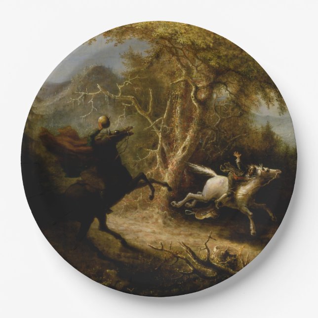 Legend of Headless Horseman Halloween Ghost Paper Plate (Front)