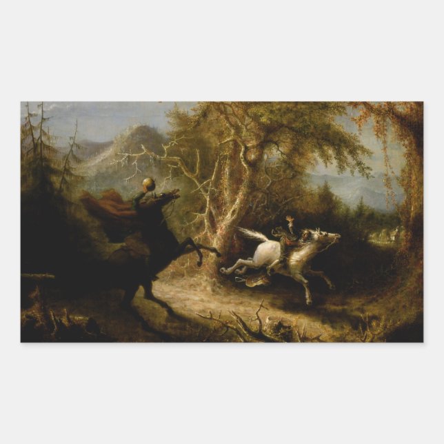 Legend of Headless Horseman Halloween Ghost Rectangular Sticker (Front)