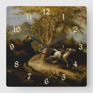 Legend of Headless Horseman Halloween Ghost Square Wall Clock