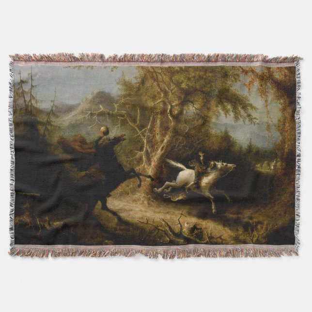Legend of Headless Horseman Halloween Ghost Throw Blanket (Front)