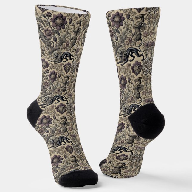 Legend of the Gilded Guardians — Gothic Tapestry Socks (Angled)