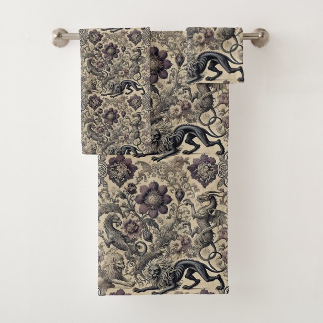 Legend of the Gilded Guardians — Gothic Victorian  Bath Towel Set (Insitu)