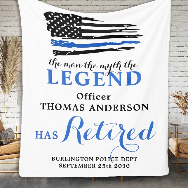 Legend Police Officer Retirement Thin Blue Line Fleece Blanket (Creator Uploaded)