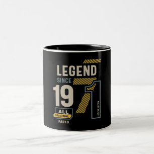 Legend Since 1971 52 birthday  Two-Tone Coffee Mug