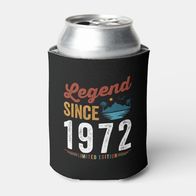 Legend Since 1972 Birthday Retro Vintage Can Cooler (Can Front)