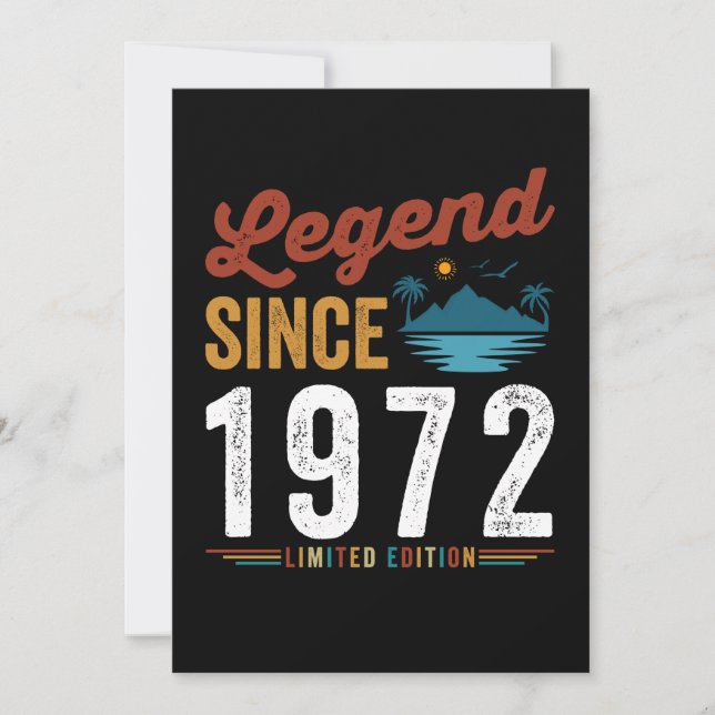 Legend Since 1972 Birthday Retro Vintage Invitation (Front)