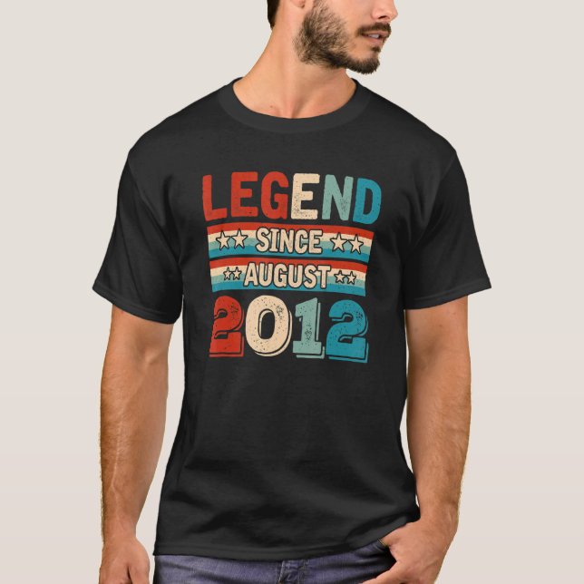 Legend Since August 2012 Retro 10 Years Old 10th B T-Shirt (Front)