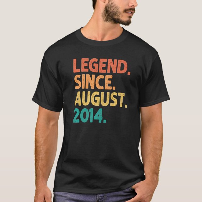 Legend Since August 2014 8 Years Old 8th Birthday  T-Shirt (Front)