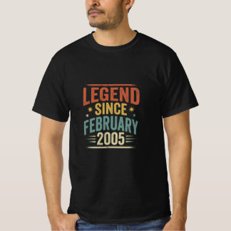 Legend Since February 2005 Birthday Retro Vintage T-Shirt