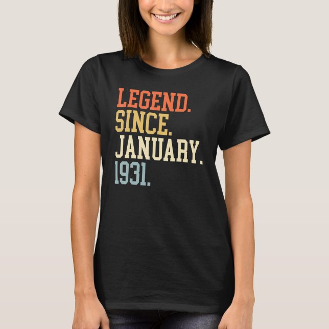 Legend Since January 1931 For Men Women January 19 T-Shirt (Front)