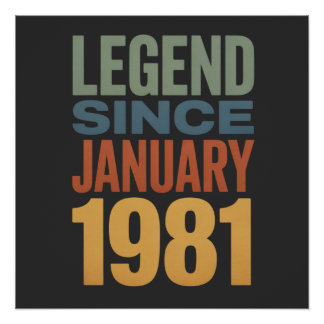Legend Since January 1981 Retro Birthday Classic Poster