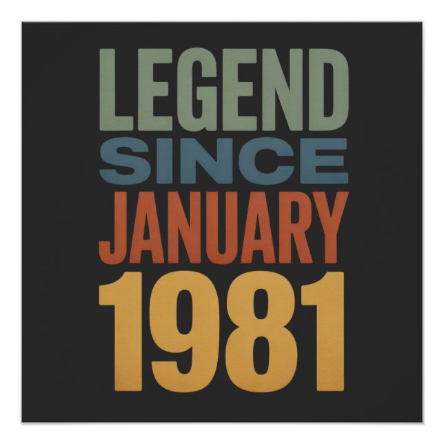 Legend Since January 1981 Retro Birthday Classic Poster (Front)
