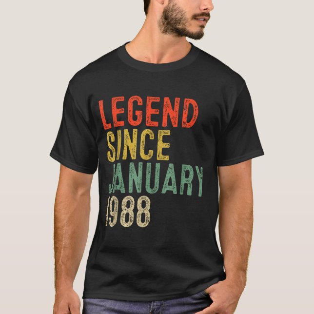 Legend Since January 1988 38th Birthday 38 Year Ol T-Shirt (Front)