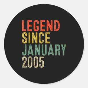 Legend Since January 2005 21st Birthday Gifts 21 Y Classic Round Sticker