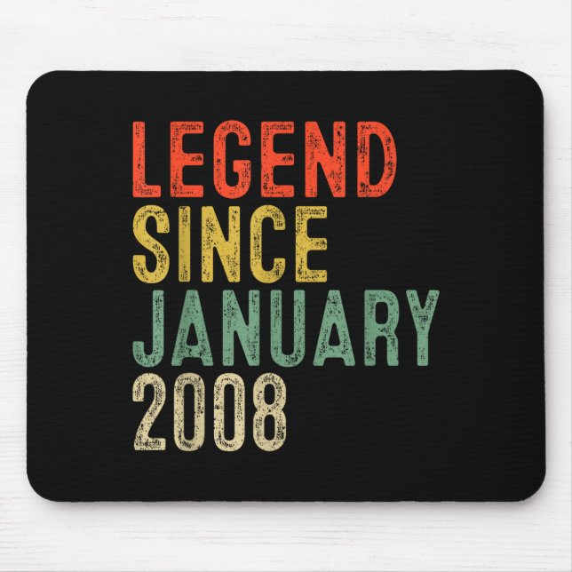 Legend Since January 2008 18th Birthday 18 Year Ol Mouse Pad (Front)