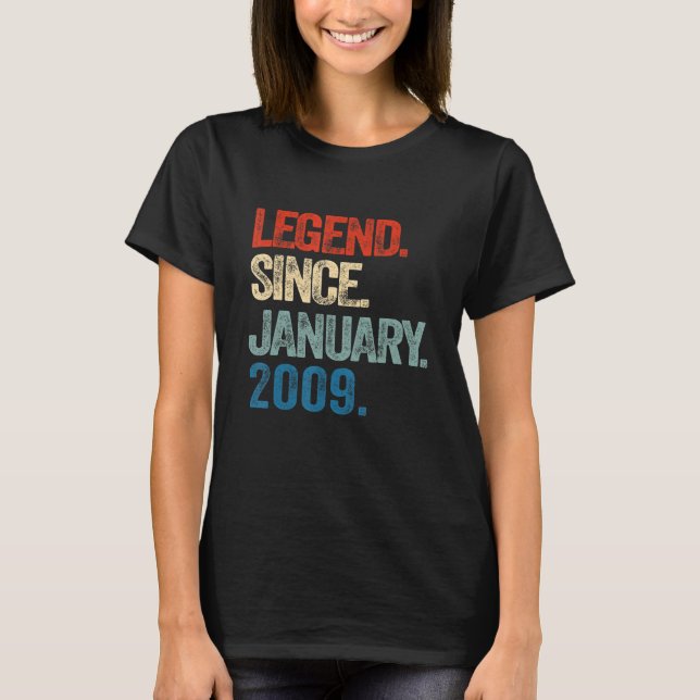 Legend Since January 2009 14 Year Old 14th Birthda T-Shirt (Front)
