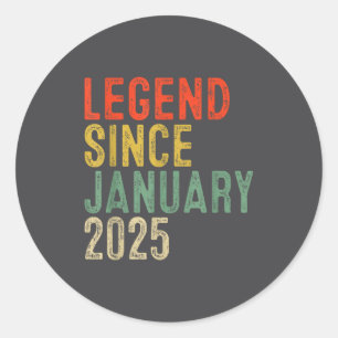 Legend Since January 2025 1st Birthday 1 Year Old  Classic Round Sticker