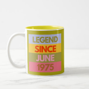 Legend Since JUNE 1975 50th Birthday Gift 50 Year Two-Tone Coffee Mug