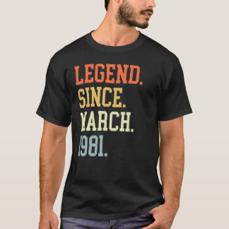 Legend Since March 1981 For Men Women March 1981 T-Shirt
