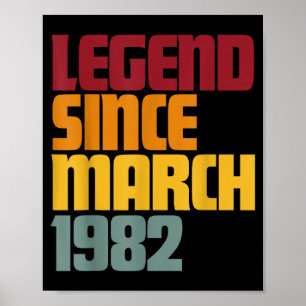 Legend since march 1982 44th birthday - vintage poster