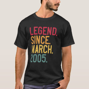 Legend Since March 2005 21 Years Old 21st Birthday T-Shirt