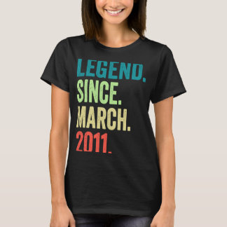 Legend Since March 2011 Boy Girl 12 Years Old 12th T-Shirt