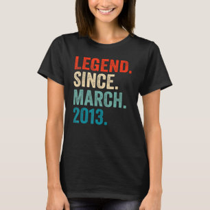Legend Since March 2013 10th Birthday  10 Years Ol T-Shirt