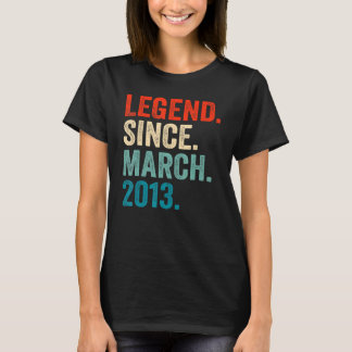 Legend Since March 2013 10th Birthday 10 Years Ol T-Shirt