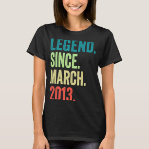 Legend Since March 2013 Boy Girl 10 Years Old 10th T-Shirt