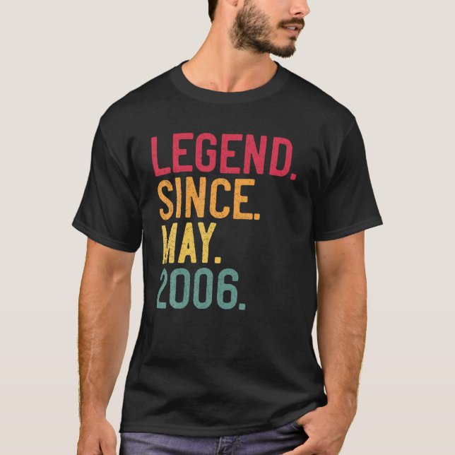 Legend Since May 2006 15Th Birthday 15 Years Old V T-Shirt (Front)