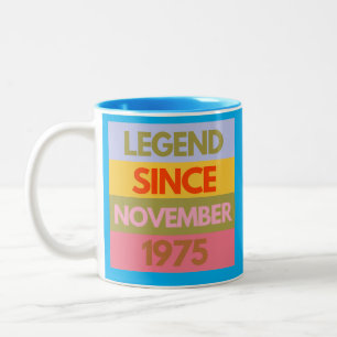 Legend Since NOVEMBER 1975 50th Birthday 50 Year Two-Tone Coffee Mug