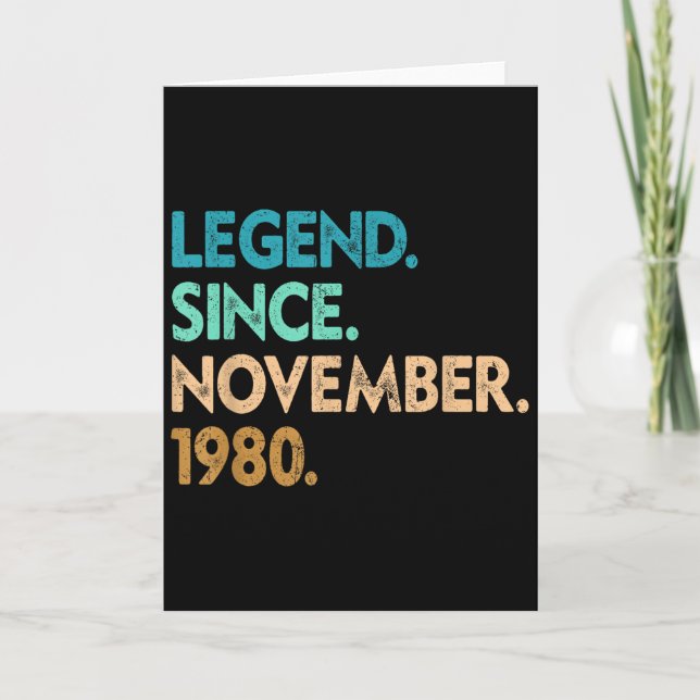 Legend Since November 1980 Apparel  Card (Front)