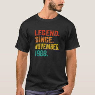 Legend Since November 1988 34Th Birthday Retro 34 T-Shirt