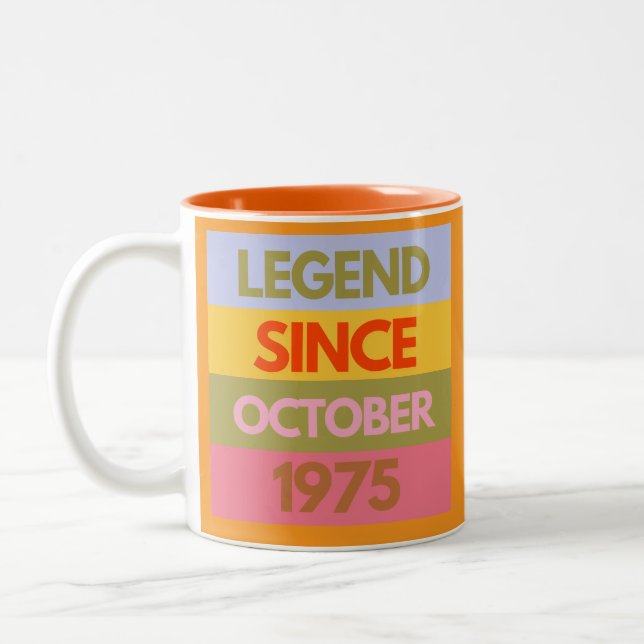 Legend Since OCTOBER 1975 50th Birthday  50 Year Two-Tone Coffee Mug (Left)