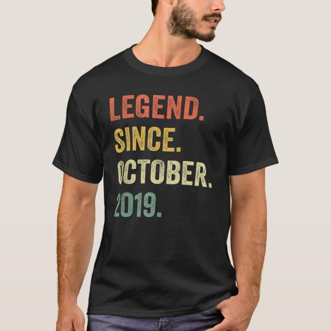 Legend Since October 2019 3rd Birthday  3 Years Ol T-Shirt (Front)