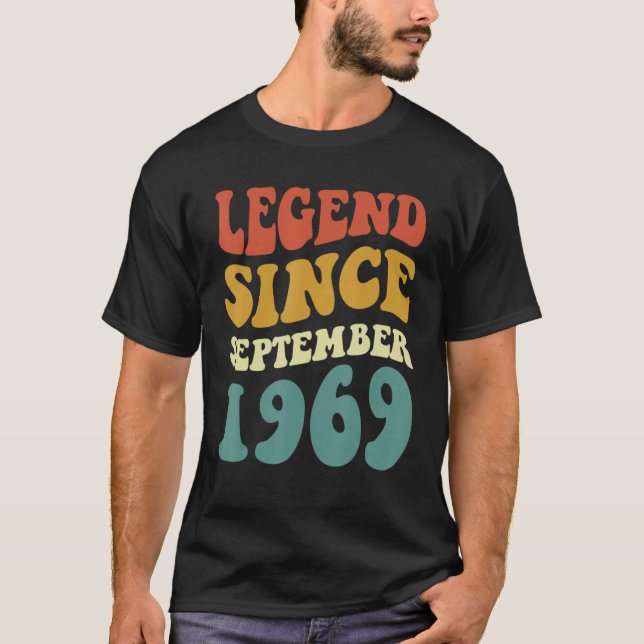 Legend Since September 1969 Retro Groovy 53 Year O T-Shirt (Front)