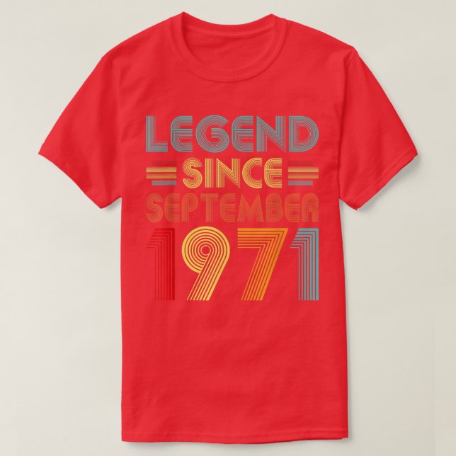 Legend Since September 1971 51st Birthday Retro 51 T-Shirt (Design Front)