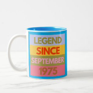 Legend Since SEPTEMBER 1975 50th Birthday 50 Year Two-Tone Coffee Mug