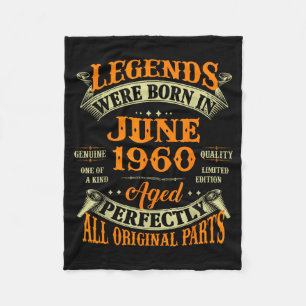 Legend Tee June Tee 1960 65th Birthday Gift 65 Yea Fleece Blanket