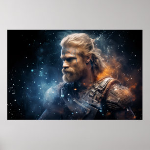 Legend Warrior Fantastic Cosmic Surrealist Poster